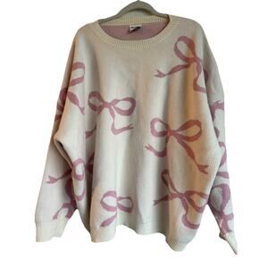 Arula Sweater Womens B (US 16-18) Cream Bow Balletcore Boxy Fit Knit Pullover